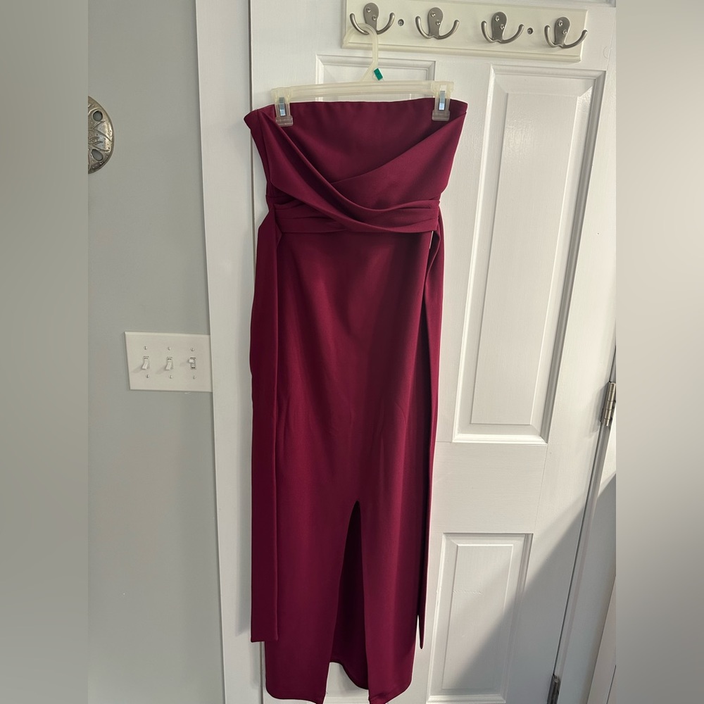 Lulus Own the Night Berry Pink Strapless Maxi Dress